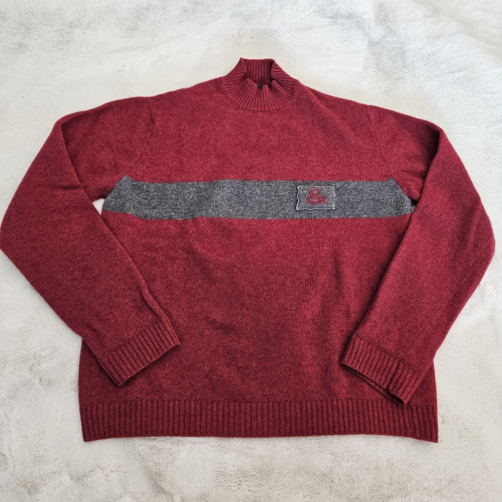 Dolce & Gabbana Red Sweater with Gray Accent Lambswool Blend Medium